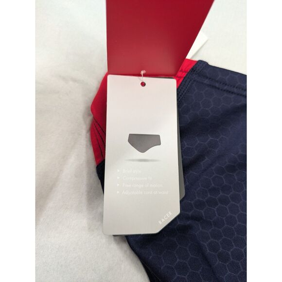 TYR Boys Durafast Hexa Blade Racer Brief Swimsuit Navy and Red sz 28 *NEW* - Picture 4 of 7